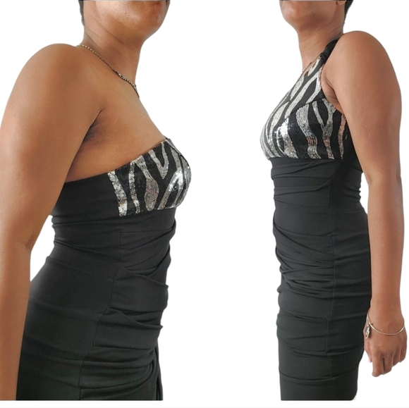Ruby Rox One Shoulder Ruched Sequin Mini Dress - Picture 7 of 11